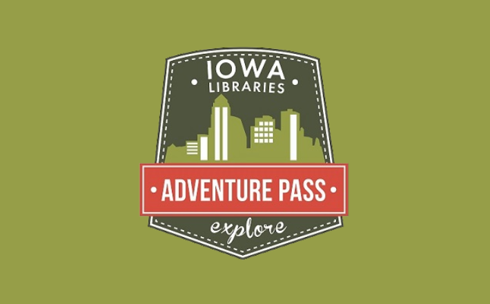 Iowa Libraries Adventure Pass "explore" badge logo